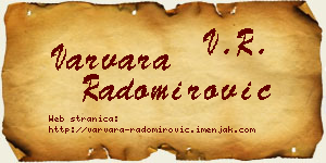 Varvara Radomirović vizit kartica
